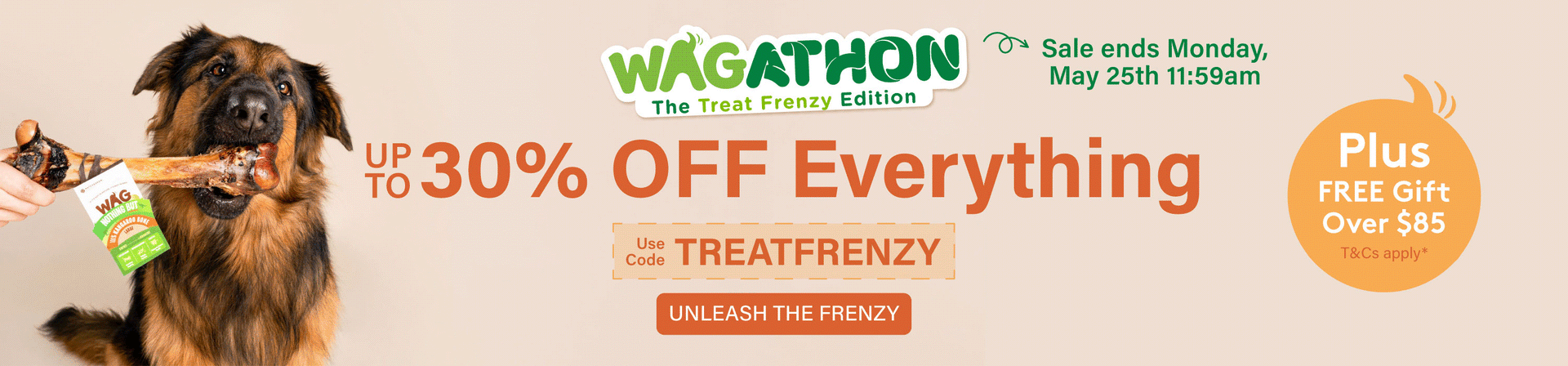 Treat Frenzy Sale: Up to 30% OFF All WAG Dog Treats and Chews