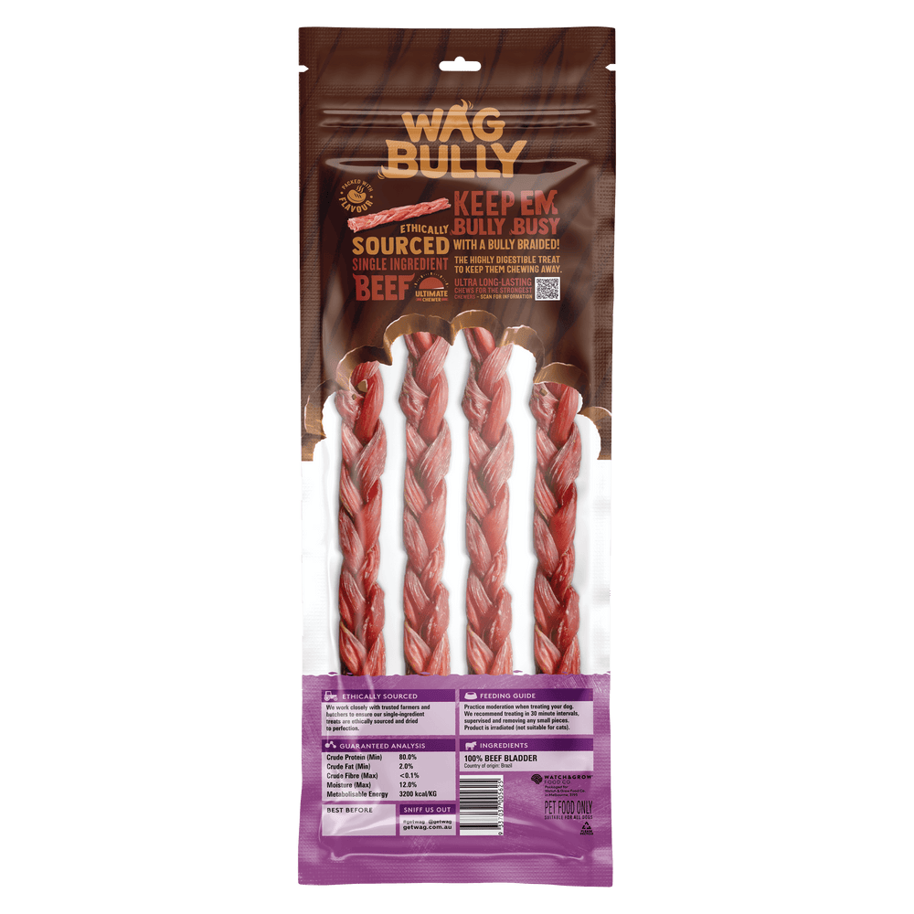 Braided Bully Stick 4 Pk