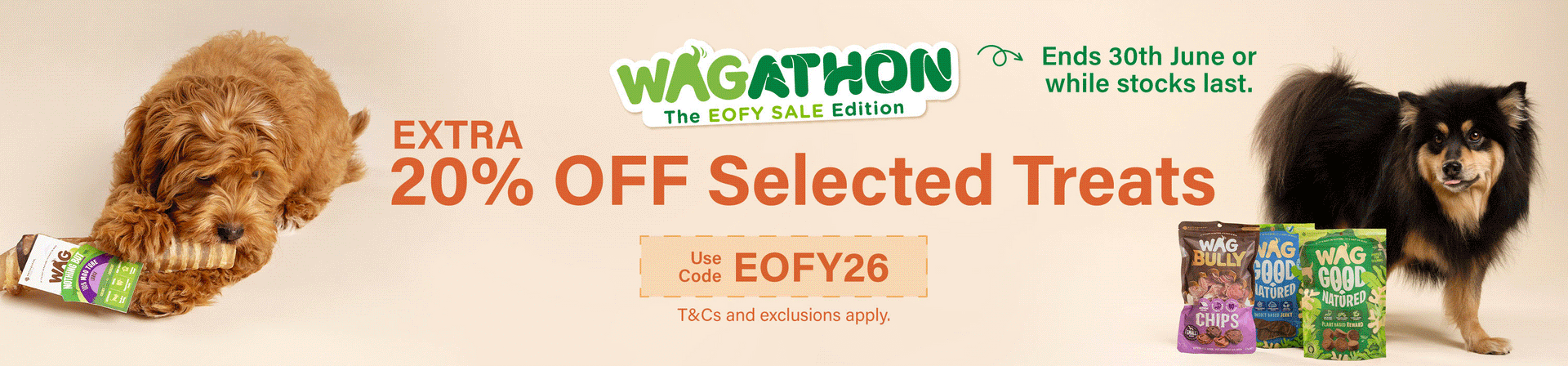 WAG EOFY Sale - Extra 20% OFF Selected Dog Treats
