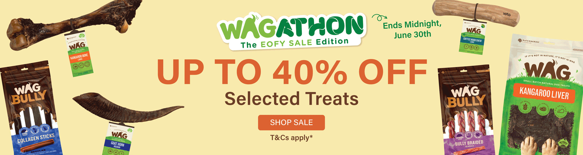 WAG EOFY Sale:  Up to 40% off selected dog treats