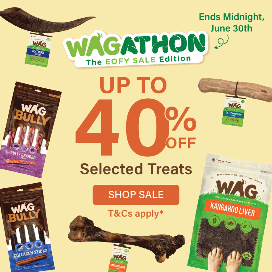WAG EOFY Sale:  Up to 40% off selected dog treats
