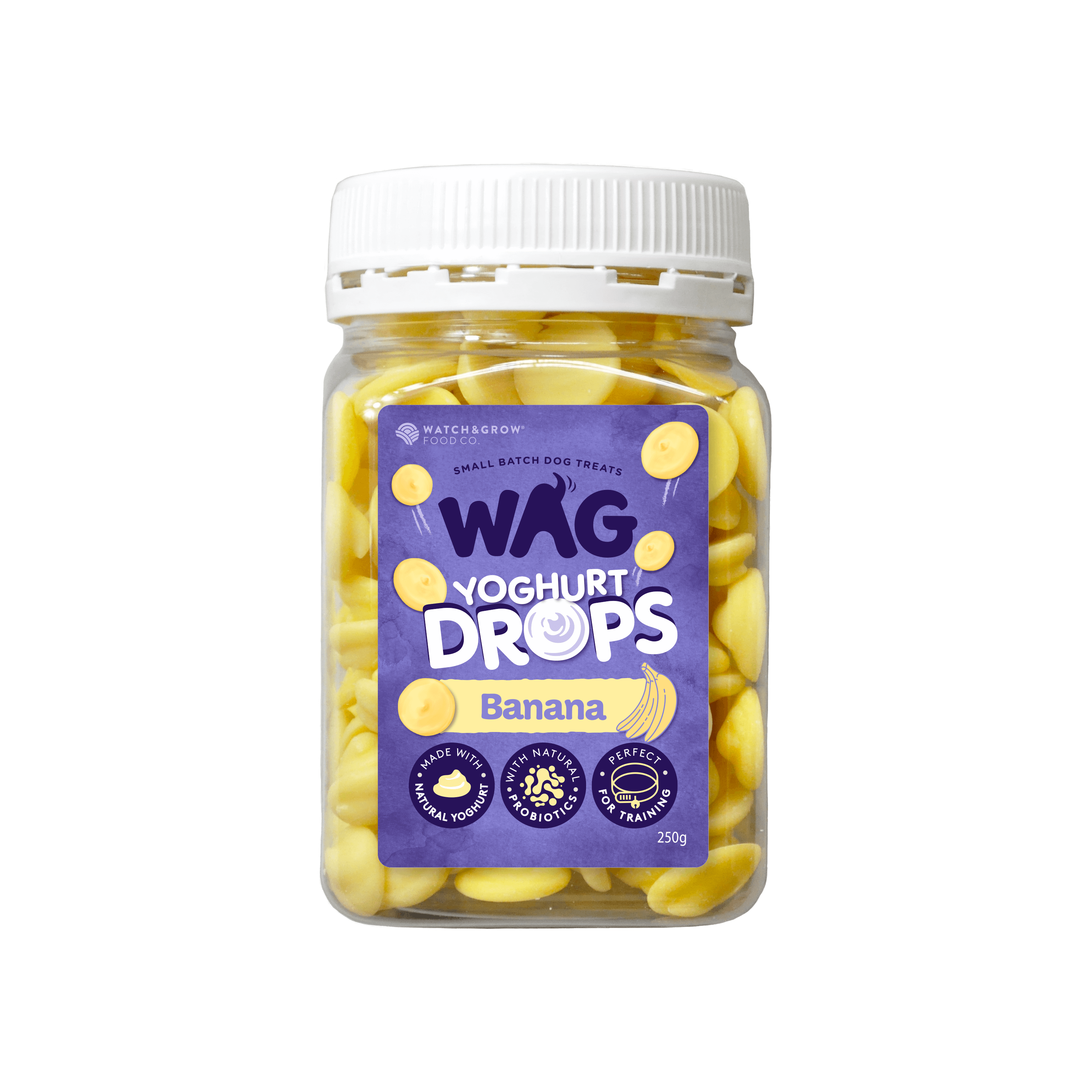 Banana Yoghurt Drop Treats For Dogs WAG banana-yoghurt-drop-treats-for-dogs-wag